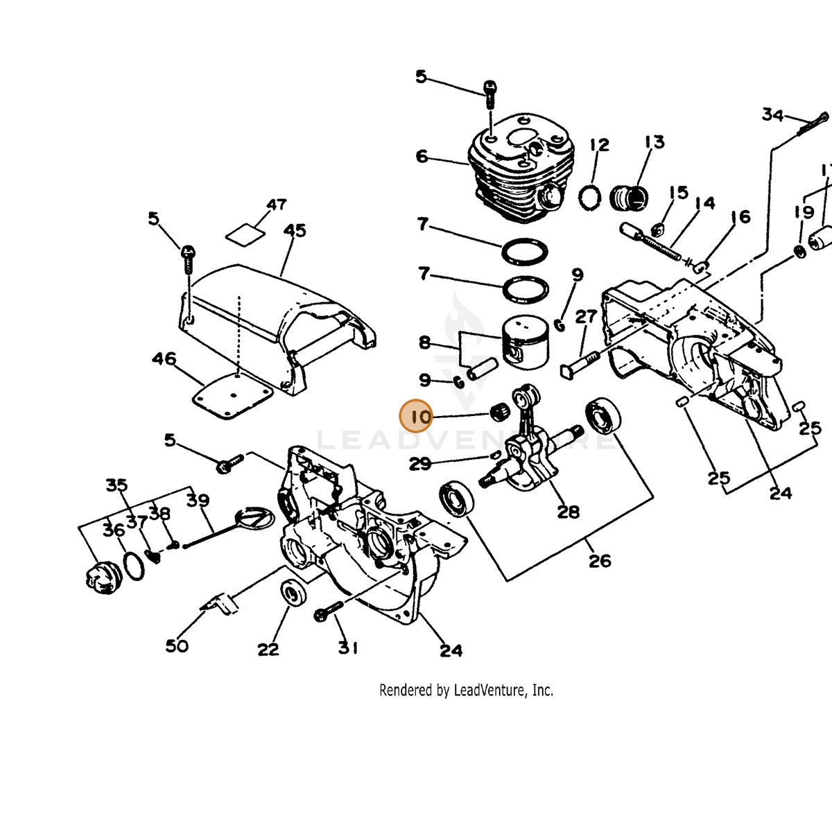 ECHO part 10002019830 — IPL diagram snippet (6x zoom, amber highlight)