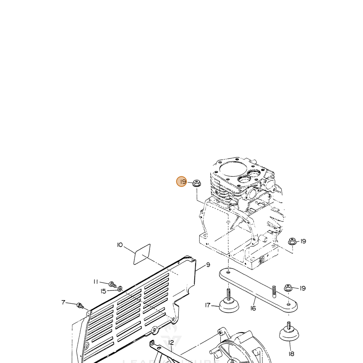 ECHO part 100023808000 — IPL diagram snippet (6x zoom, amber highlight)