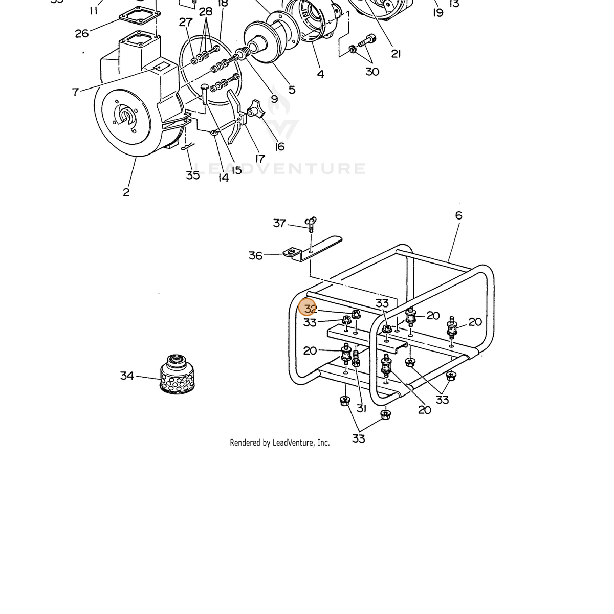 ECHO part 100023810000 — IPL diagram snippet (6x zoom, amber highlight)