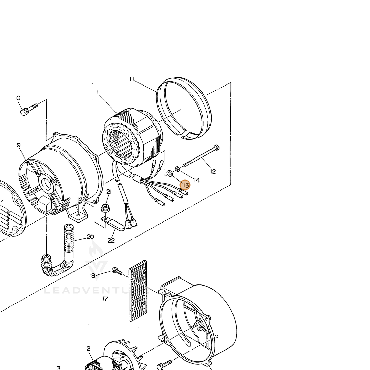 ECHO part 100031006000 — IPL diagram snippet (6x zoom, amber highlight)