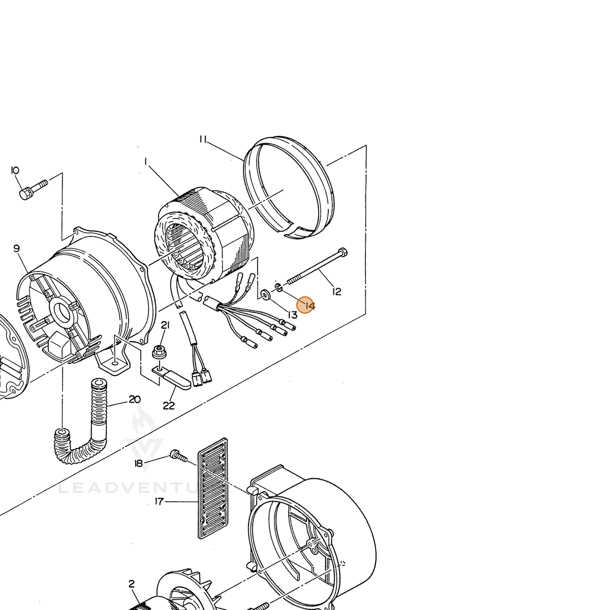 ECHO part 100032006000 — IPL diagram snippet (6x zoom, amber highlight)