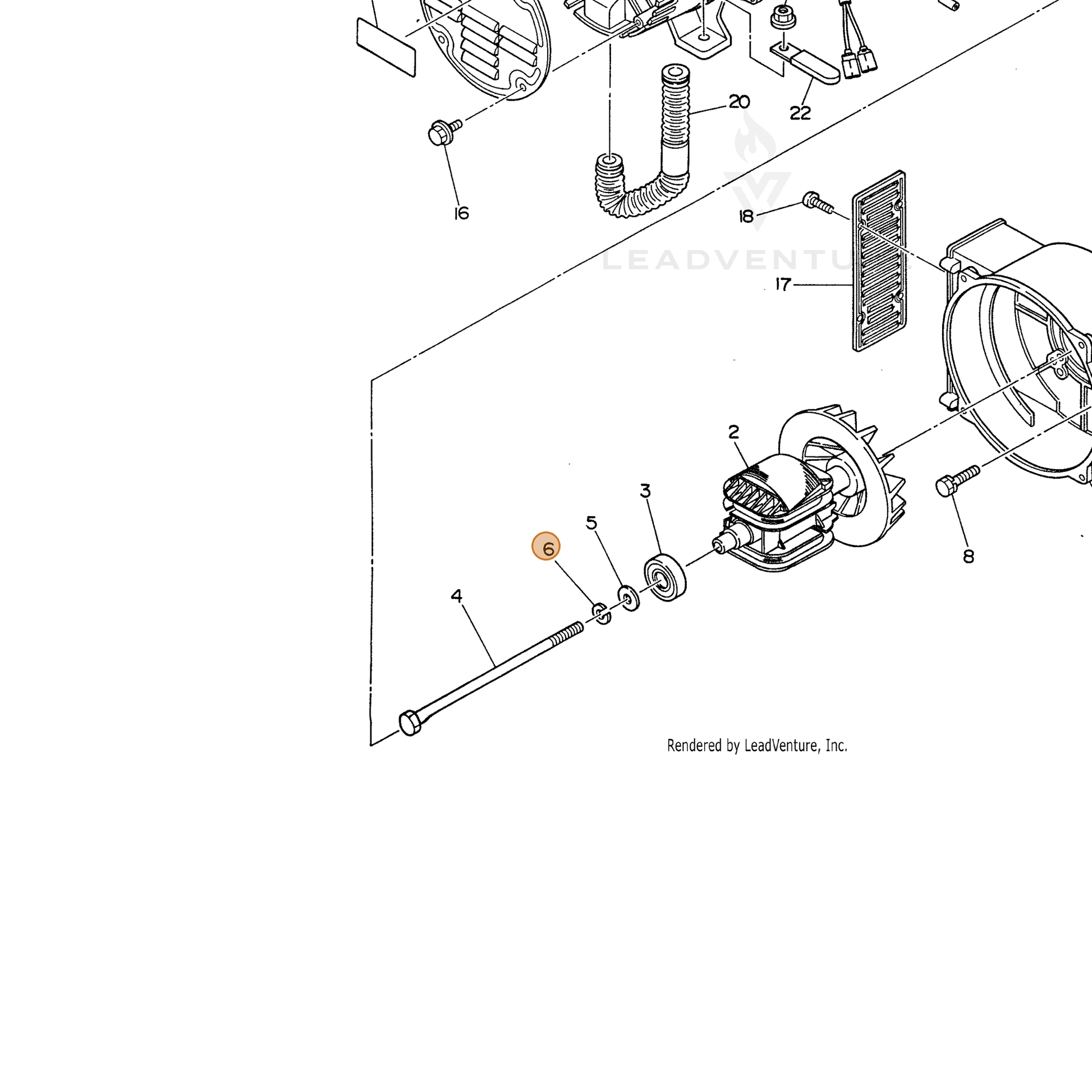 ECHO part 100032008000 — IPL diagram snippet (6x zoom, amber highlight)