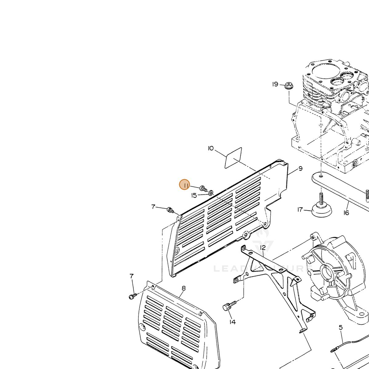 ECHO part 100043108100 — IPL diagram snippet (6x zoom, amber highlight)