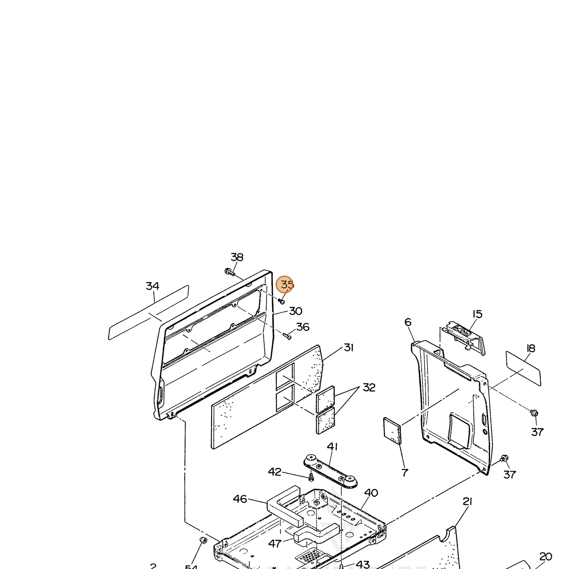 ECHO part 100043404100 — IPL diagram snippet (6x zoom, amber highlight)