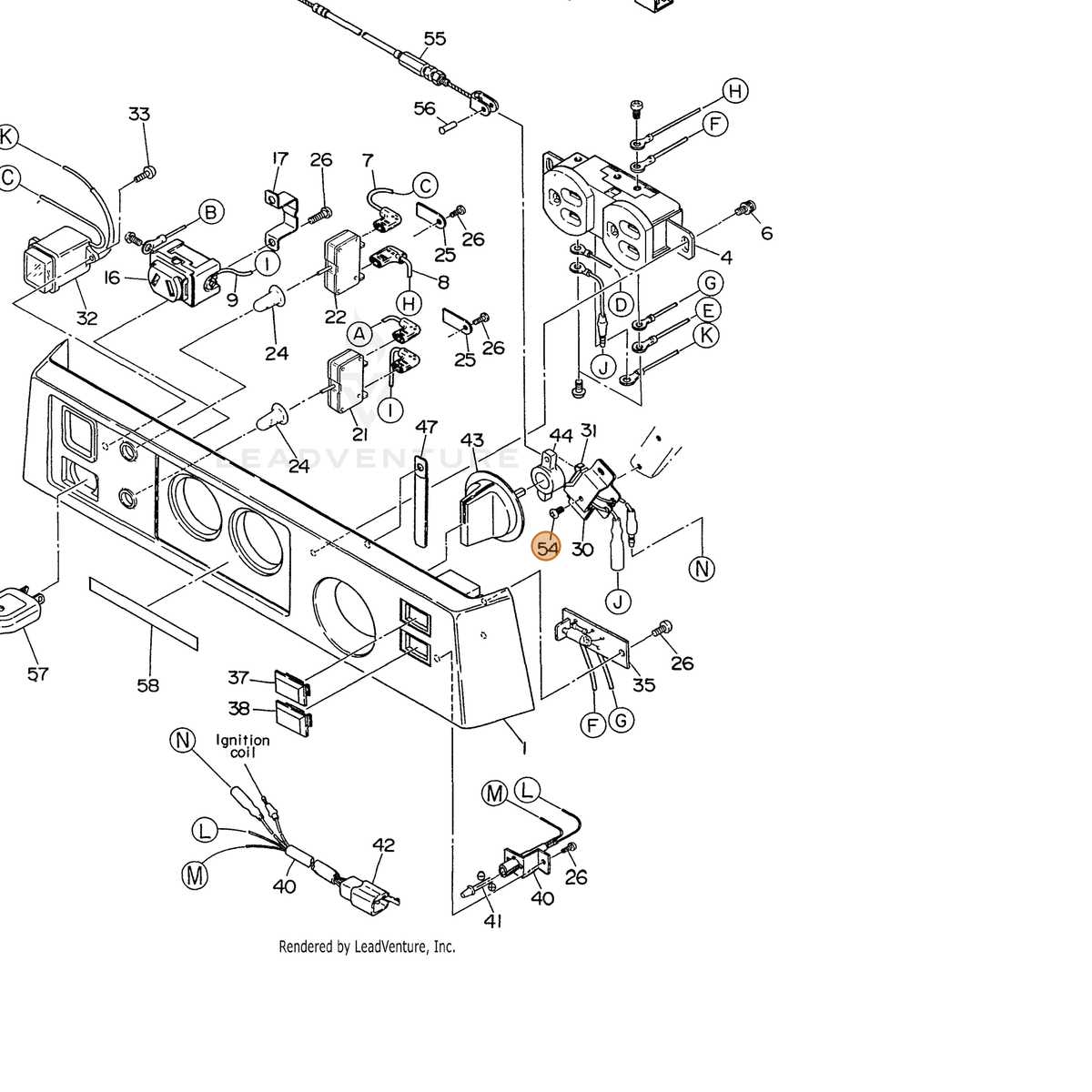 ECHO part 100043603080 — IPL diagram snippet (6x zoom, amber highlight)
