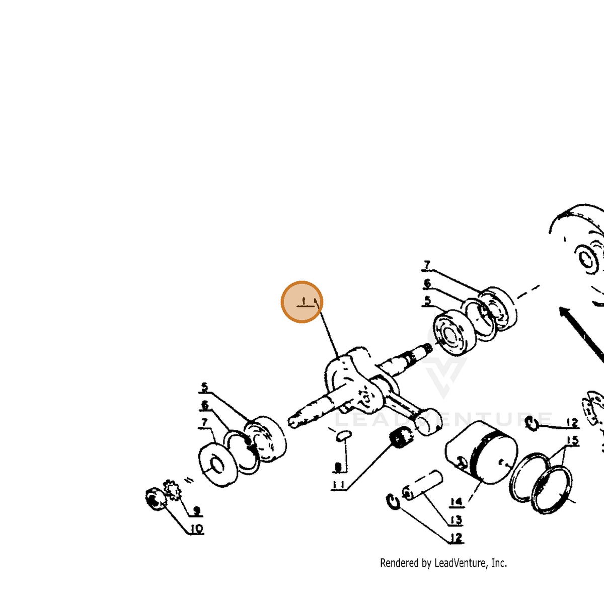 ECHO part 10010003930 — IPL diagram snippet (6x zoom, amber highlight)