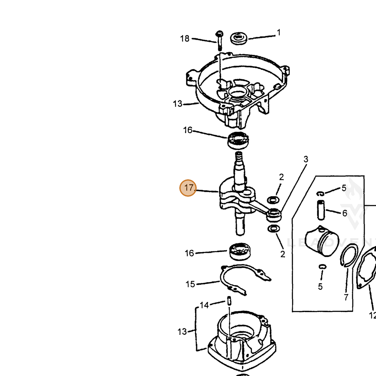 ECHO part 10010006564 — IPL diagram snippet (6x zoom, amber highlight)
