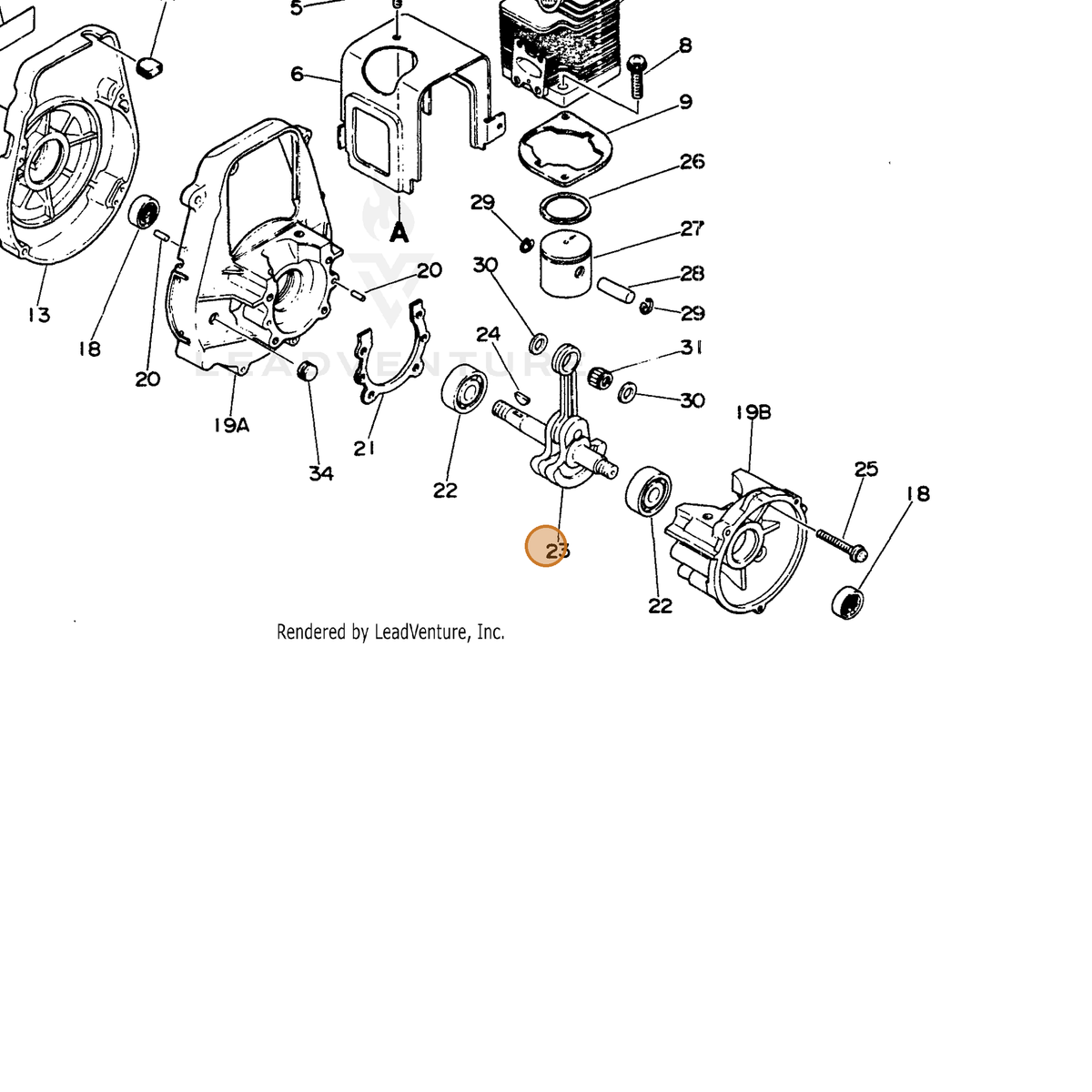 ECHO part 10010007420 — IPL diagram snippet (6x zoom, amber highlight)