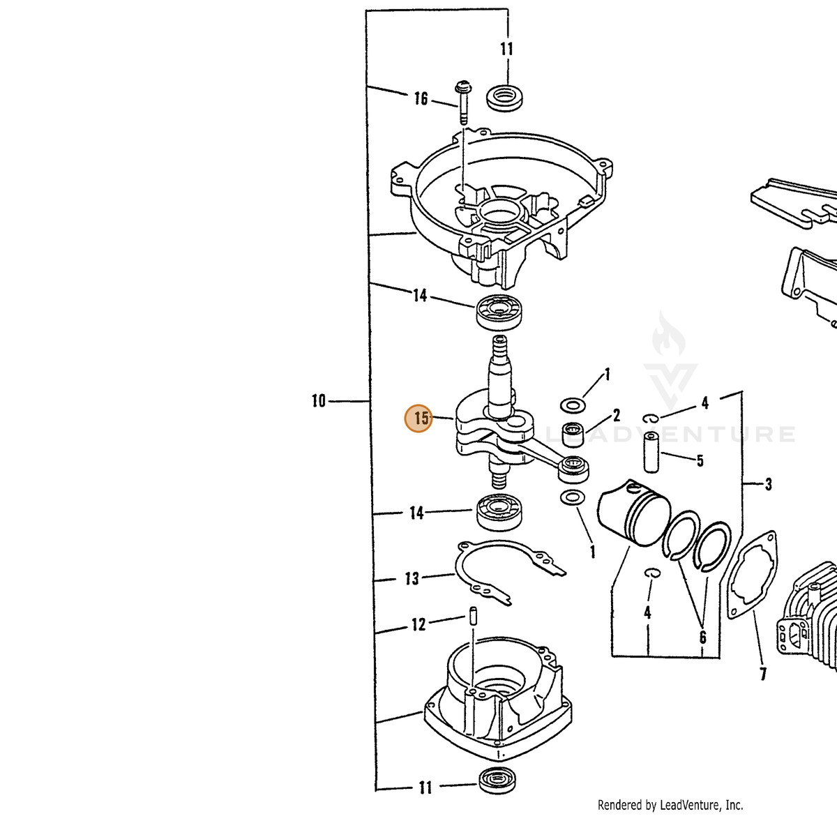 ECHO part 10010008960 — IPL diagram snippet (6x zoom, amber highlight)