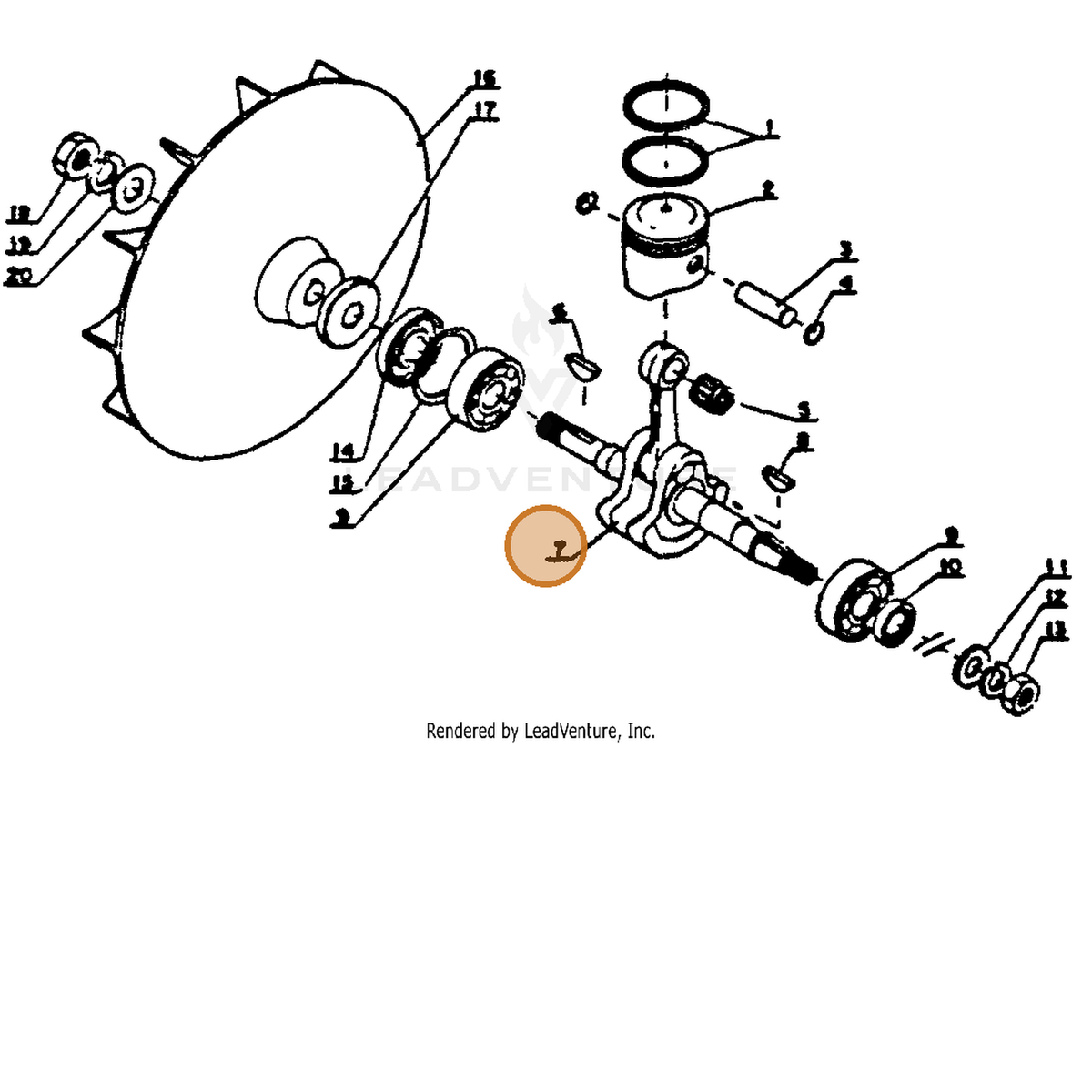 ECHO part 10010010210 — IPL diagram snippet (6x zoom, amber highlight)