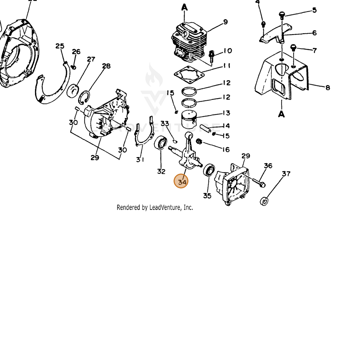 ECHO part 10010021230 — IPL diagram snippet (6x zoom, amber highlight)