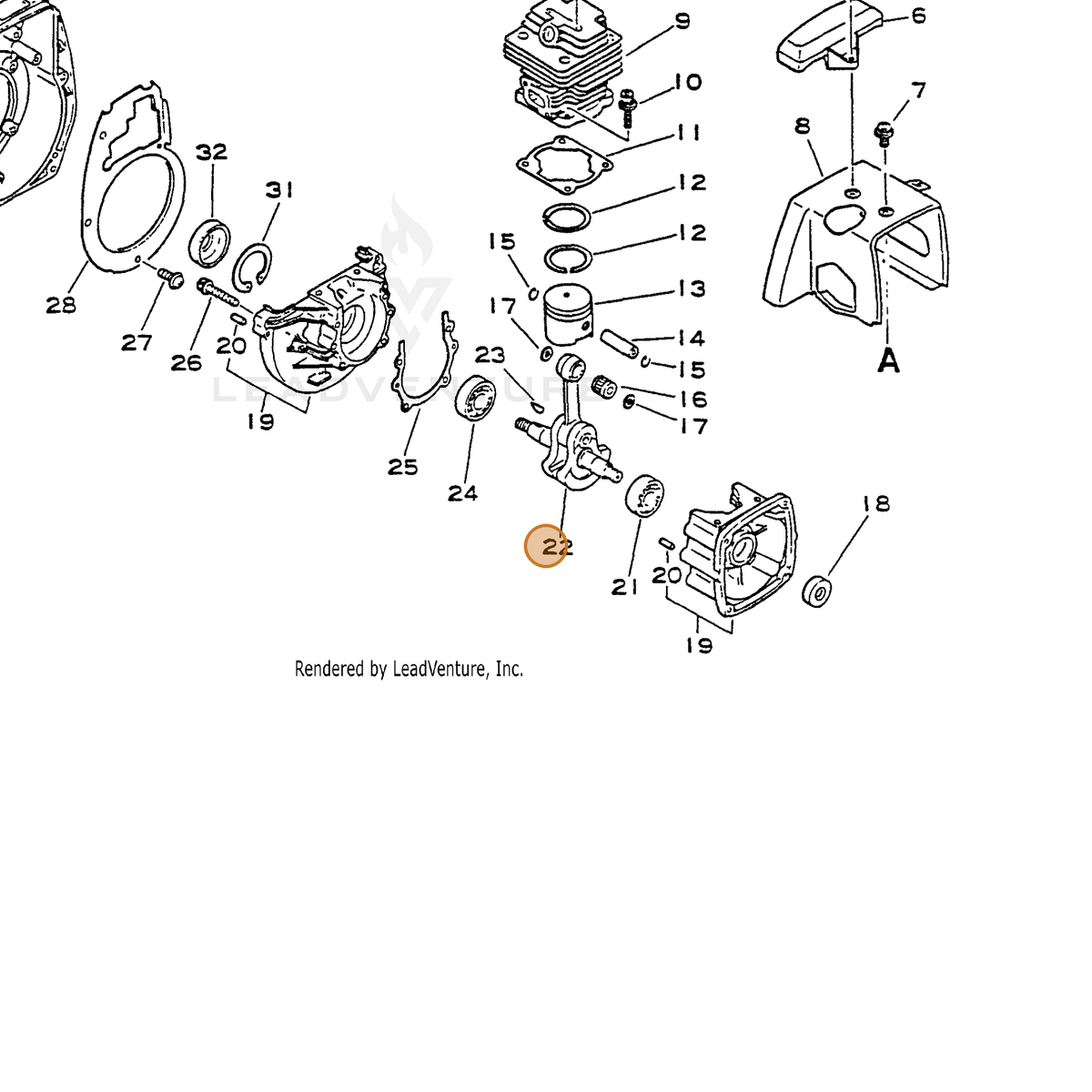 ECHO part 10010043130 — IPL diagram snippet (6x zoom, amber highlight)