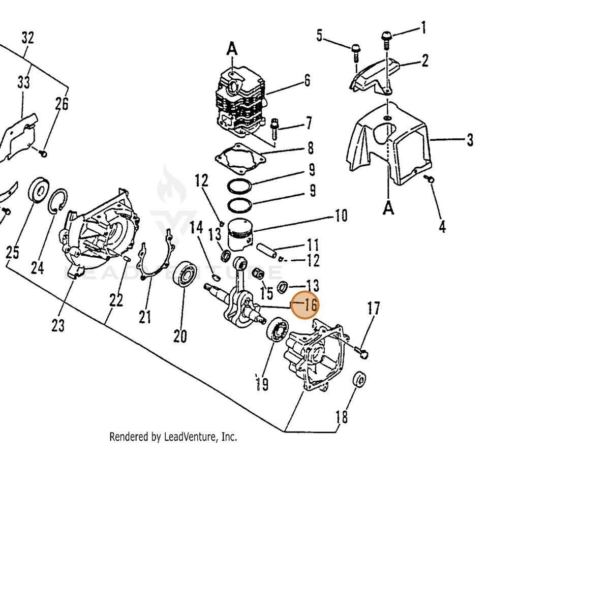 ECHO part 10010044832 — IPL diagram snippet (6x zoom, amber highlight)