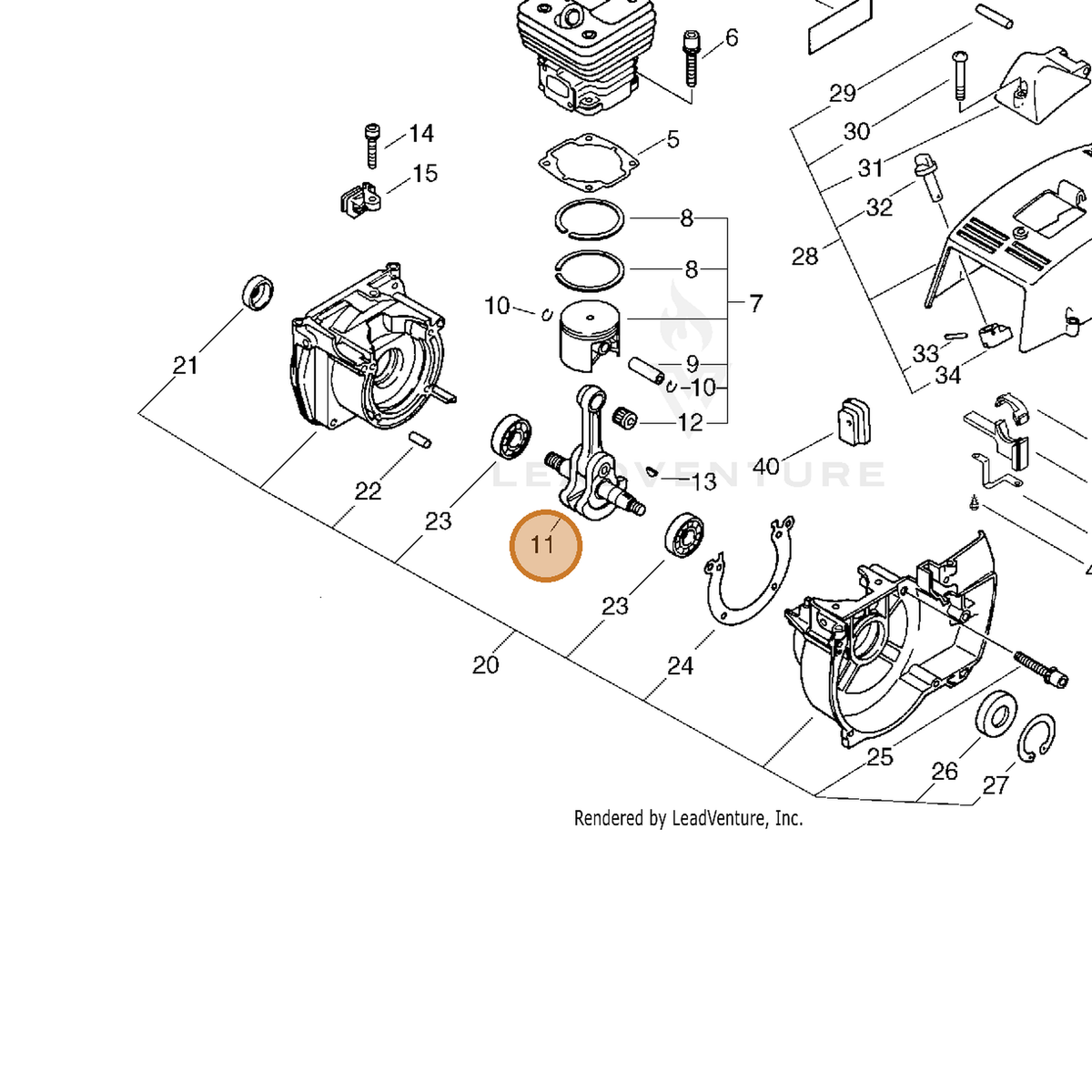 ECHO part 10010054432 — IPL diagram snippet (6x zoom, amber highlight)