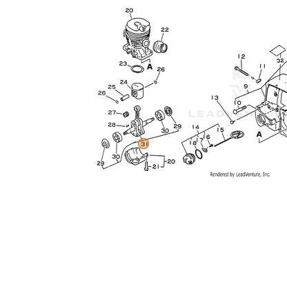 ECHO part 10010135430 — IPL diagram snippet (6x zoom, amber highlight)