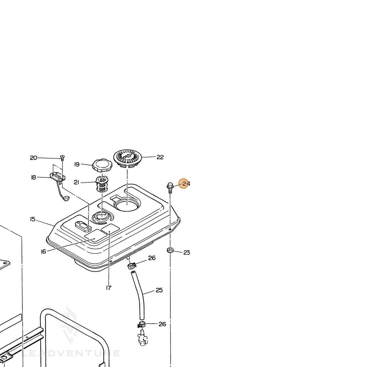 ECHO part 100110060180 — IPL diagram snippet (6x zoom, amber highlight)