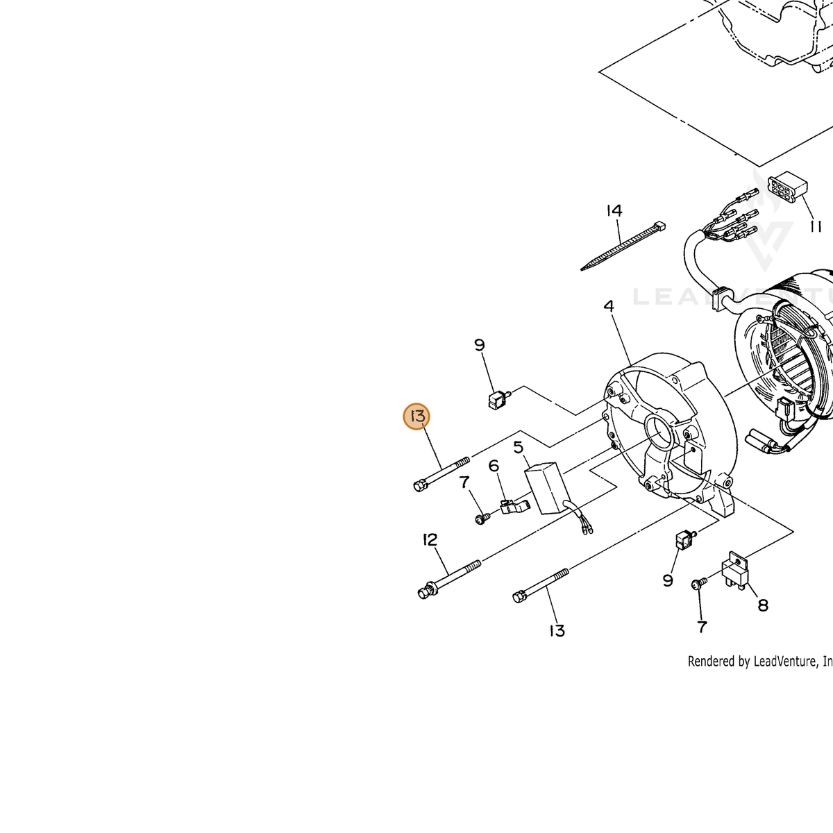 ECHO part 100130060080 — IPL diagram snippet (6x zoom, amber highlight)