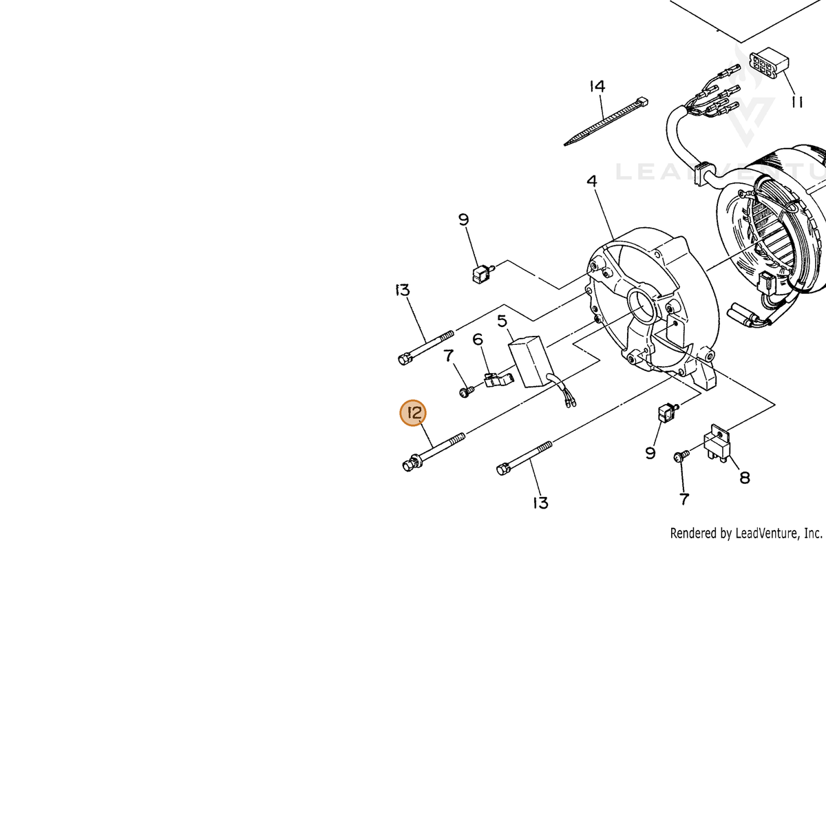 ECHO part 100130080090 — IPL diagram snippet (6x zoom, amber highlight)