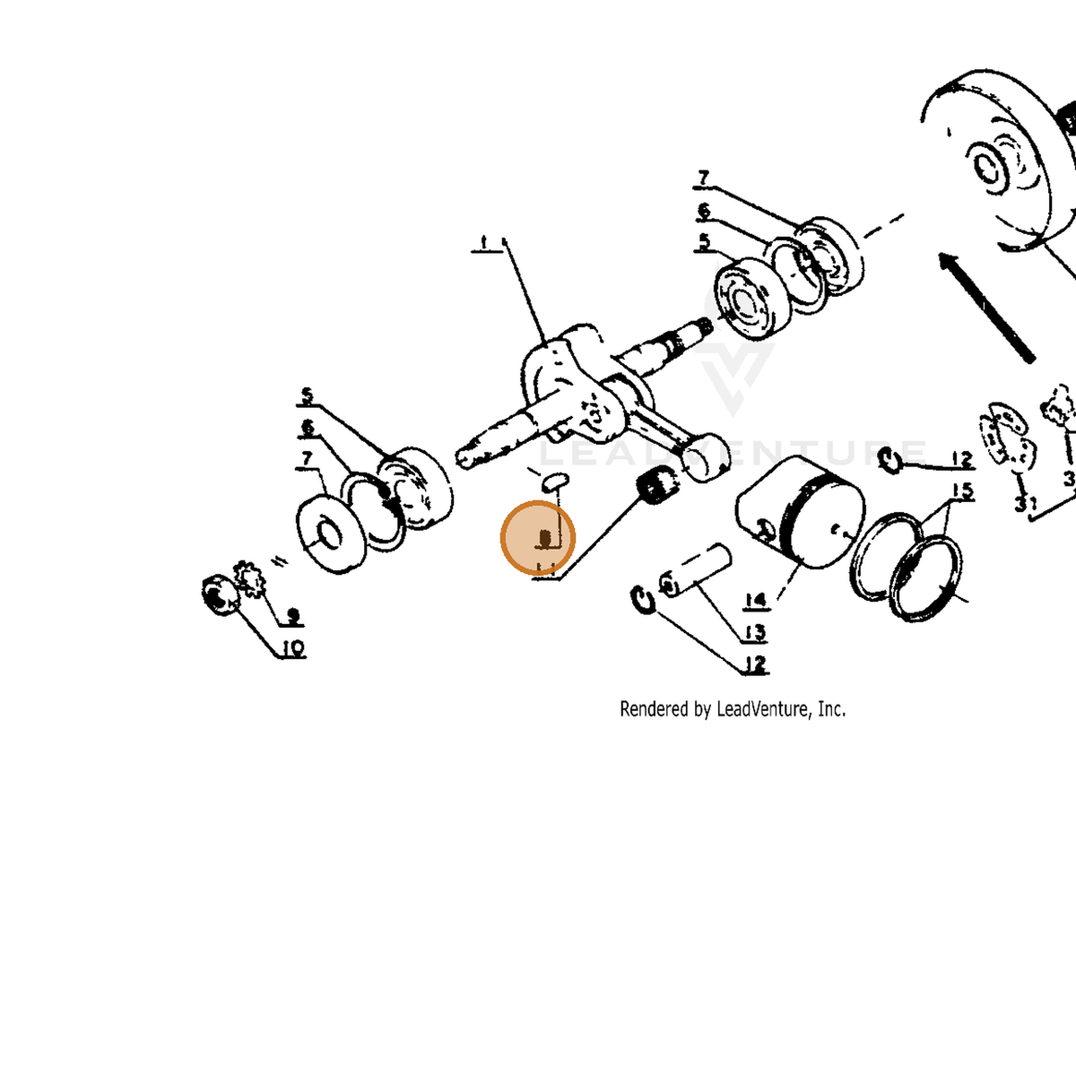 ECHO part 10013101620 — IPL diagram snippet (6x zoom, amber highlight)