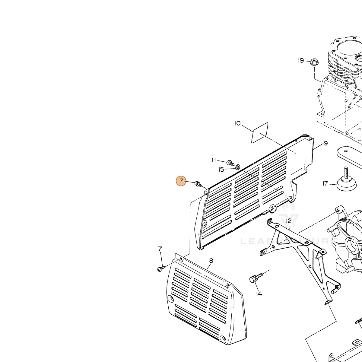 ECHO part 100131050020 — IPL diagram snippet (6x zoom, amber highlight)