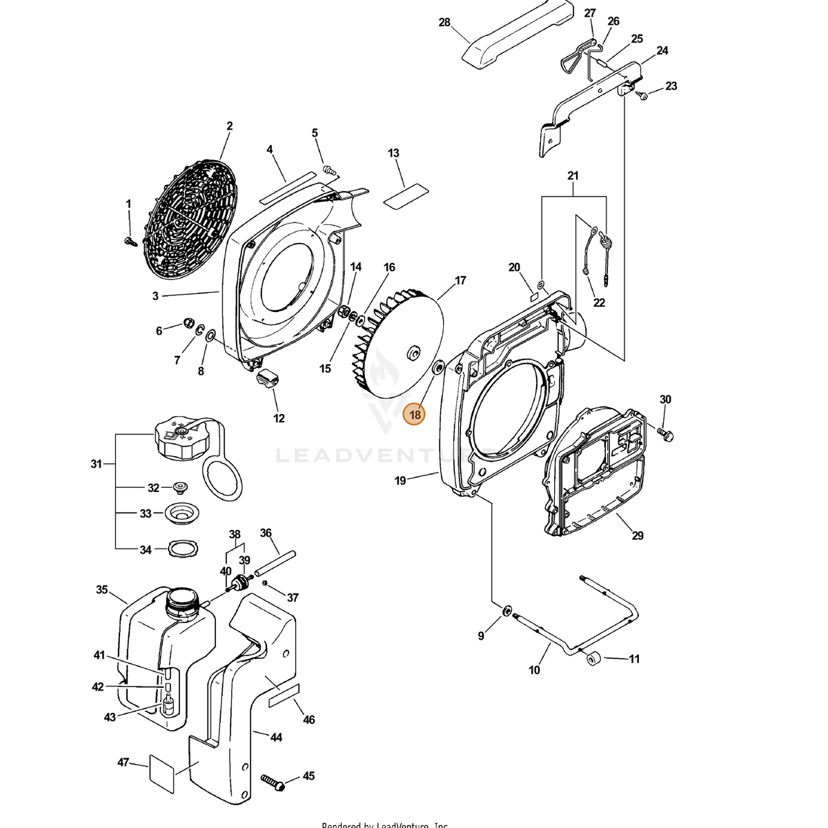 ECHO part 10013203360 — IPL diagram snippet (6x zoom, amber highlight)