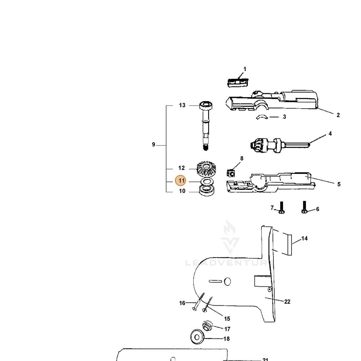 ECHO part 10013222060 — IPL diagram snippet (6x zoom, amber highlight)