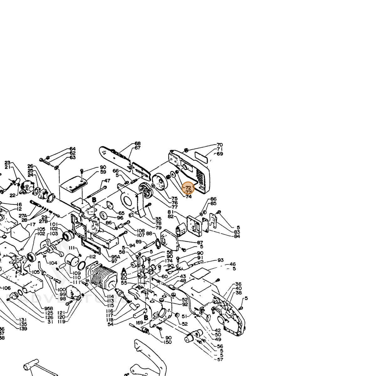 ECHO part 10013903930 — IPL diagram snippet (6x zoom, amber highlight)