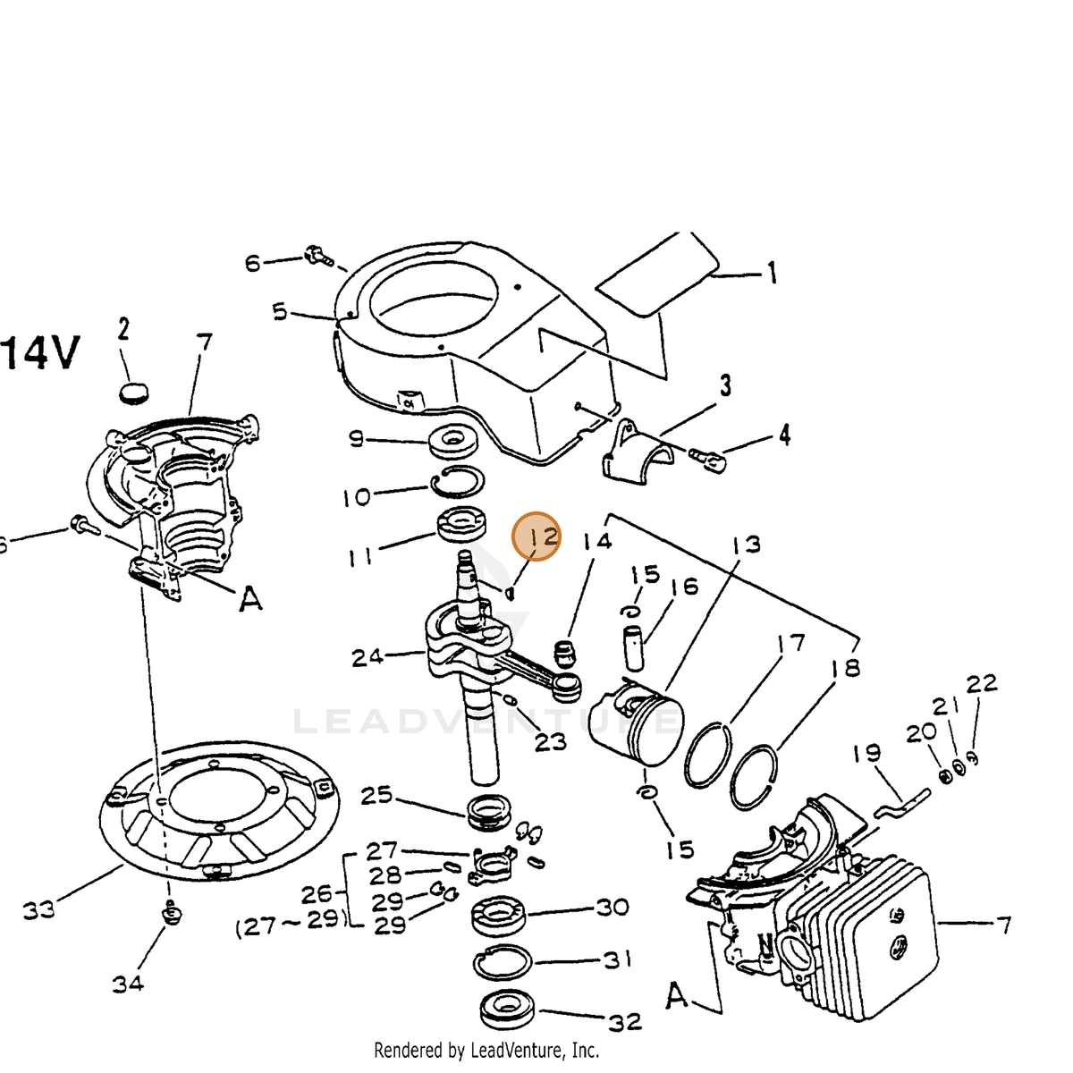ECHO part 10014211620 — IPL diagram snippet (6x zoom, amber highlight)