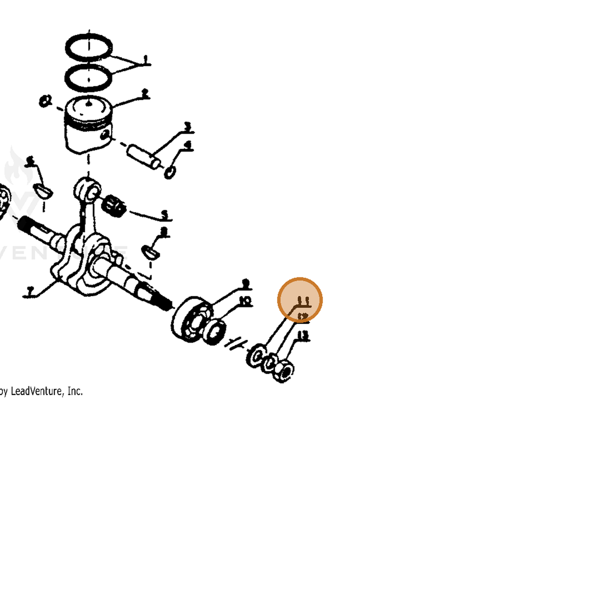 ECHO part 10014304630 — IPL diagram snippet (6x zoom, amber highlight)