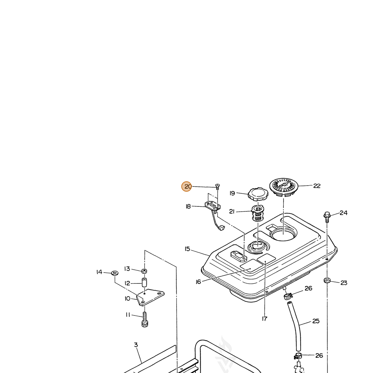 ECHO part 100145050040 — IPL diagram snippet (6x zoom, amber highlight)