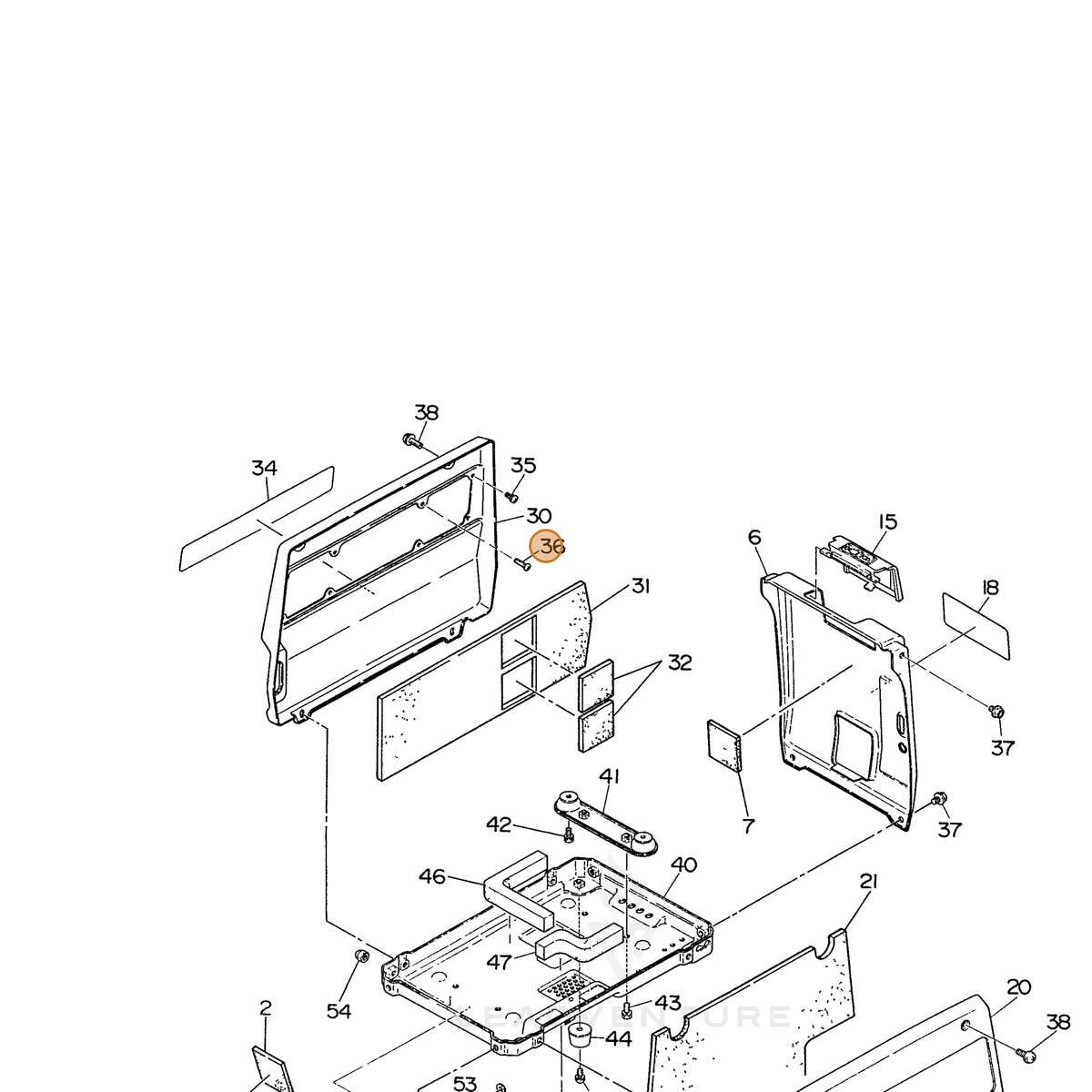 ECHO part 100150040031 — IPL diagram snippet (6x zoom, amber highlight)