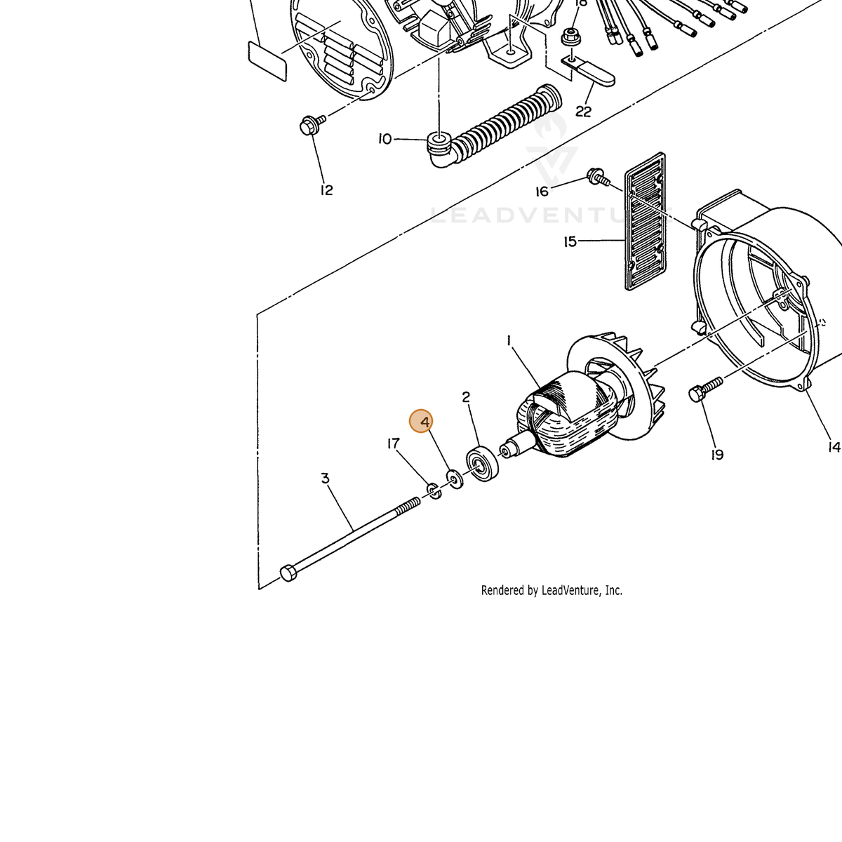 ECHO part 100200100170 — IPL diagram snippet (6x zoom, amber highlight)