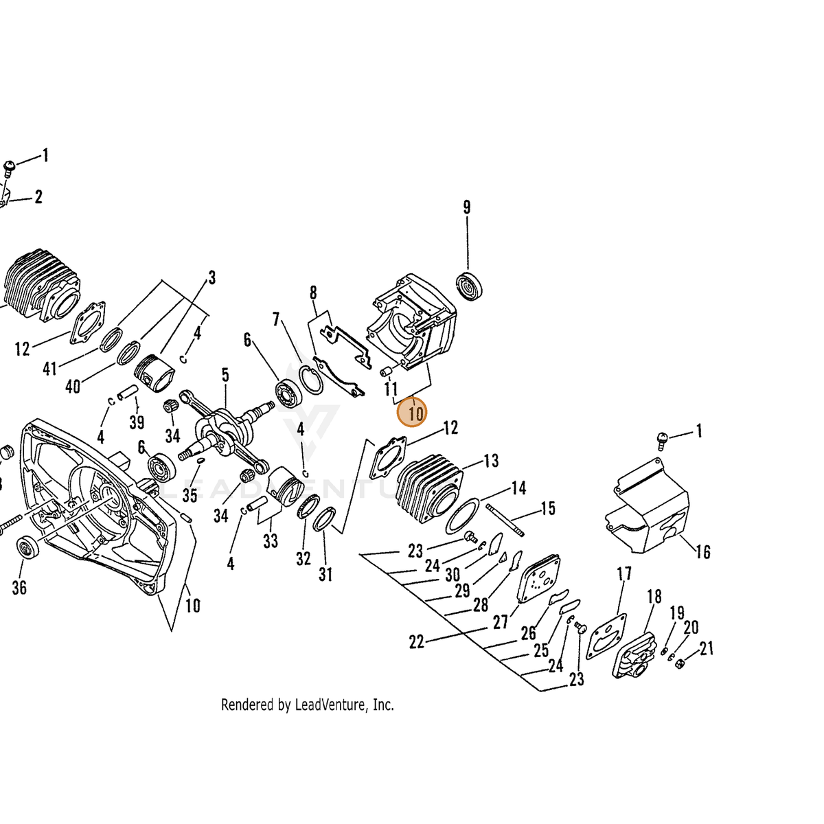 ECHO part 10020010460 — IPL diagram snippet (6x zoom, amber highlight)