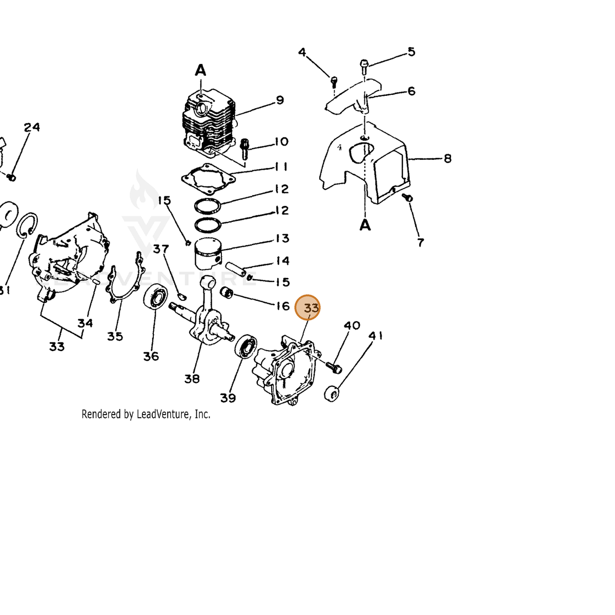 ECHO part 10020022331 — IPL diagram snippet (6x zoom, amber highlight)