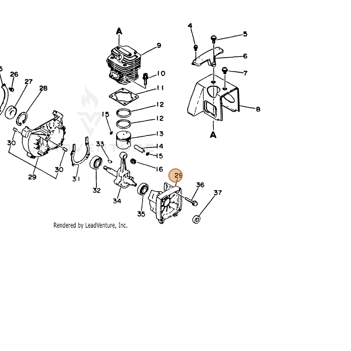ECHO part 10020027430 — IPL diagram snippet (6x zoom, amber highlight)