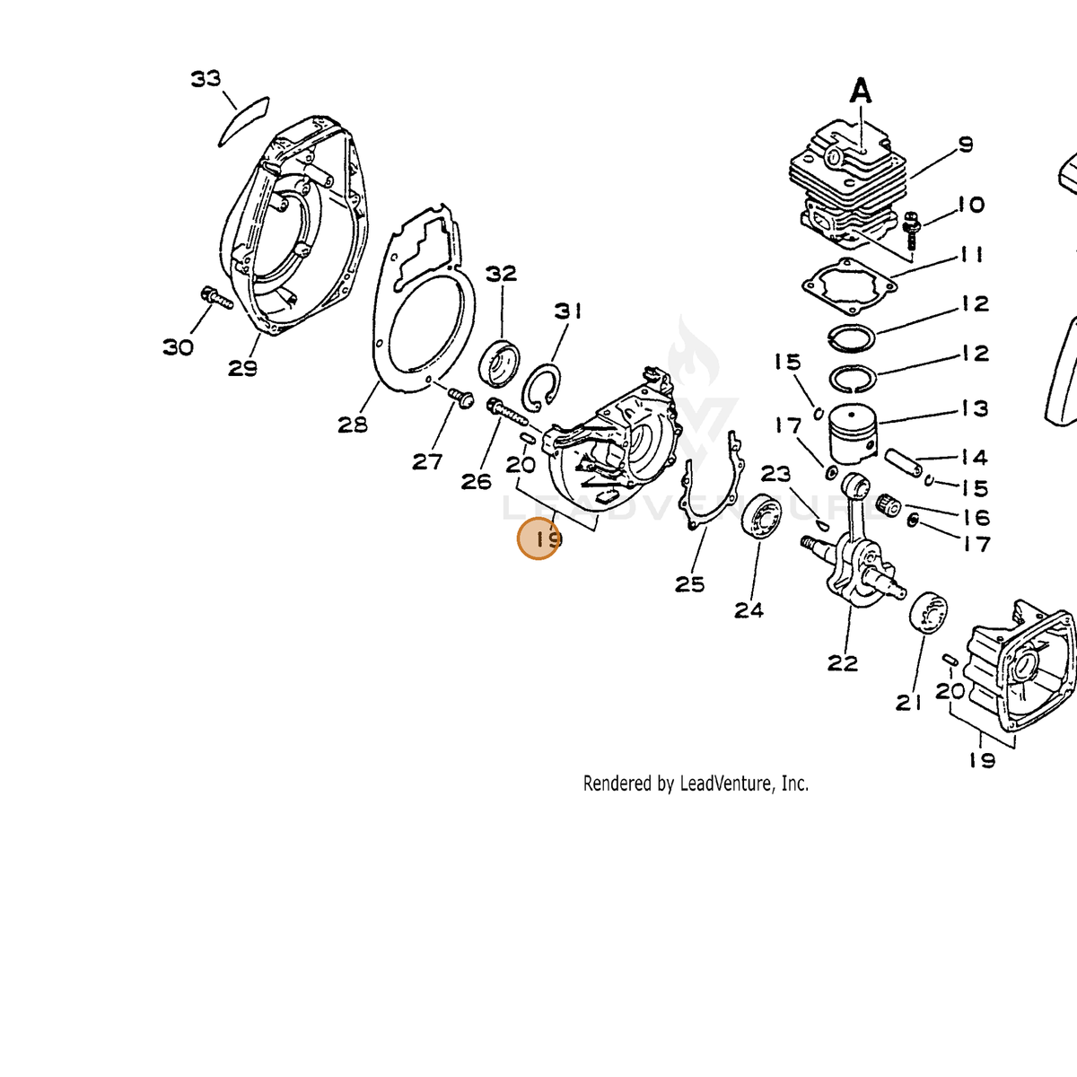 ECHO part 10020042230 — IPL diagram snippet (6x zoom, amber highlight)