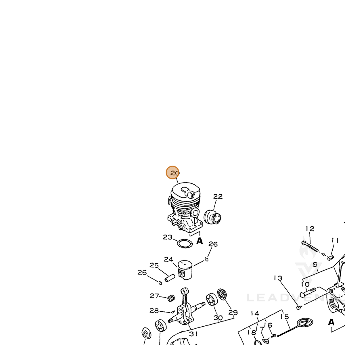 ECHO part 10020237331 — IPL diagram snippet (6x zoom, amber highlight)