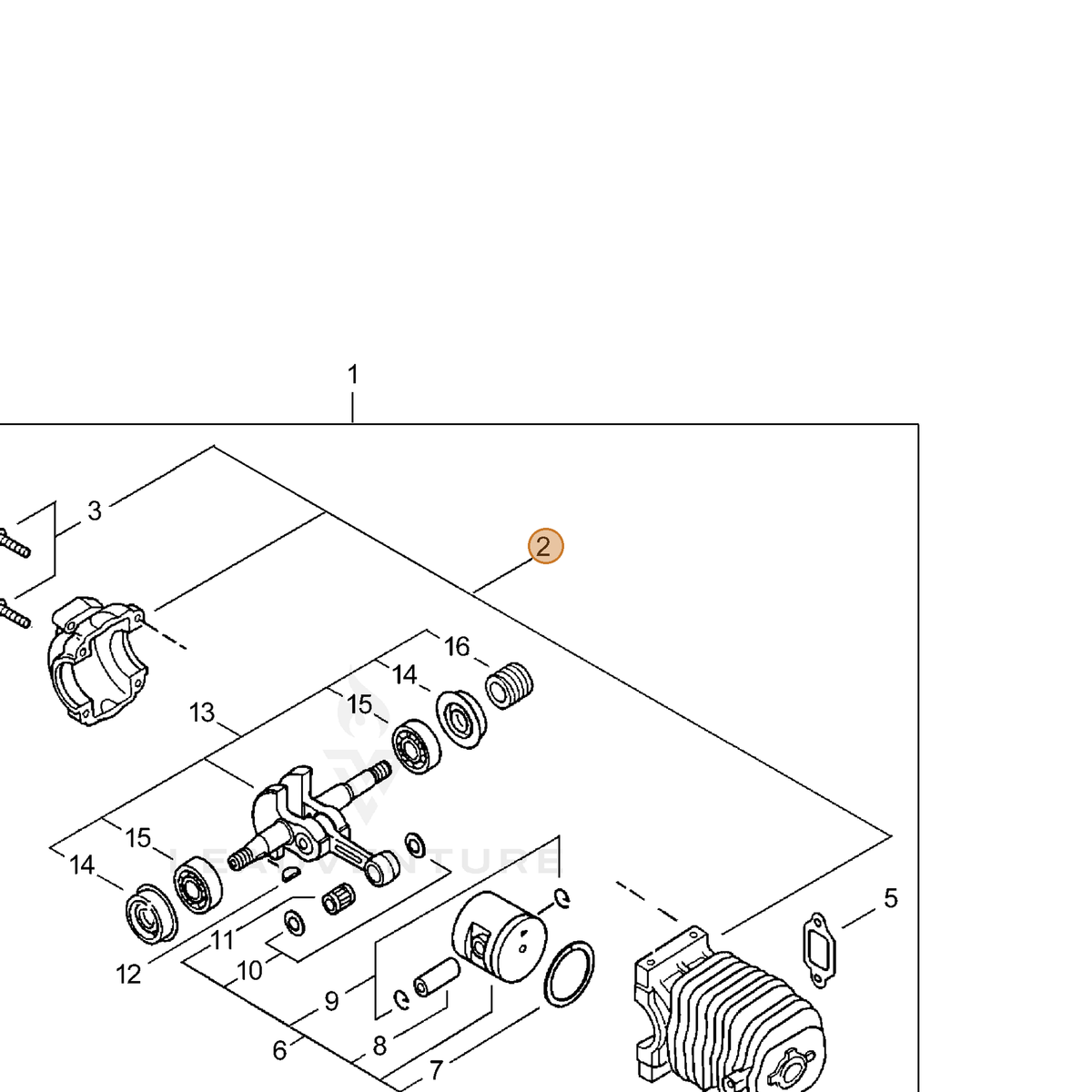 ECHO part 10020239131 — IPL diagram snippet (6x zoom, amber highlight)