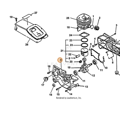ECHO part 10020407065 — IPL diagram snippet (6x zoom, amber highlight)