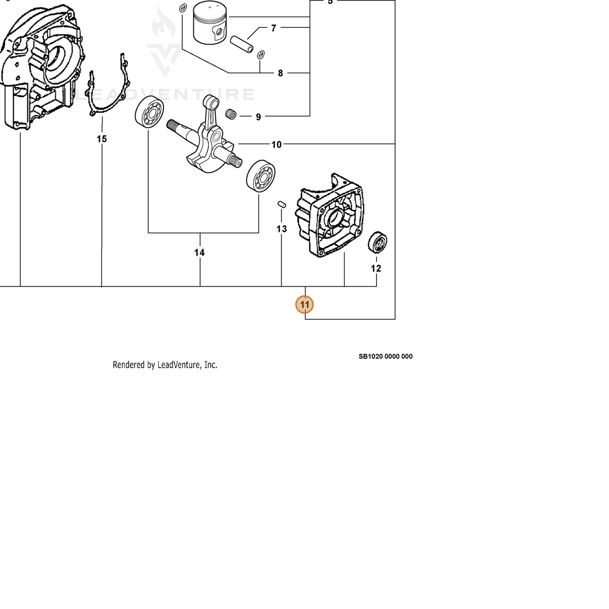 ECHO part 10020408261 — IPL diagram snippet (6x zoom, amber highlight)