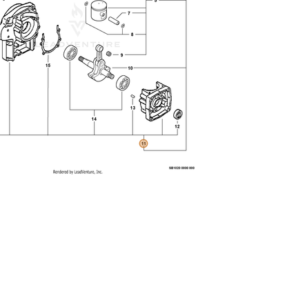 ECHO part 10020408261 — IPL diagram snippet (6x zoom, amber highlight)