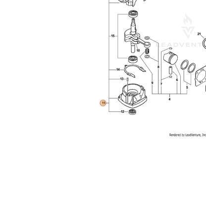 ECHO part 10020411521 — IPL diagram snippet (6x zoom, amber highlight)
