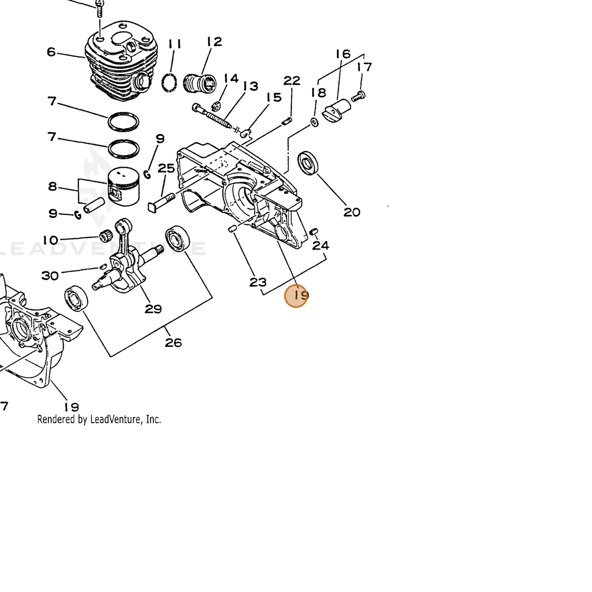ECHO part 10020419933 — IPL diagram snippet (6x zoom, amber highlight)