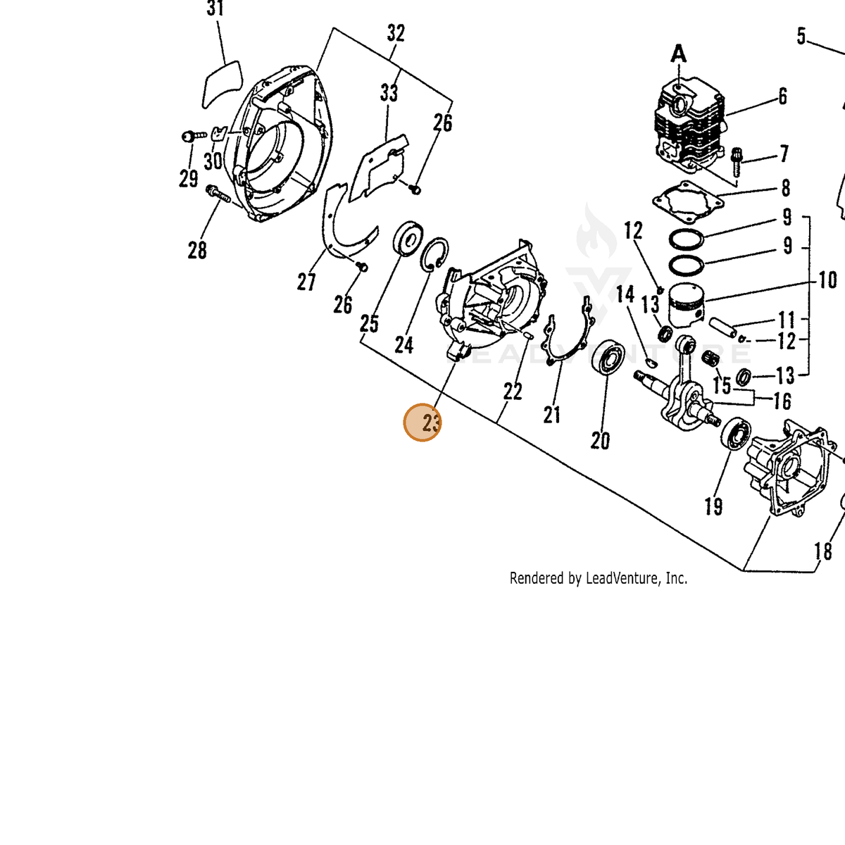 ECHO part 10020422330 — IPL diagram snippet (6x zoom, amber highlight)