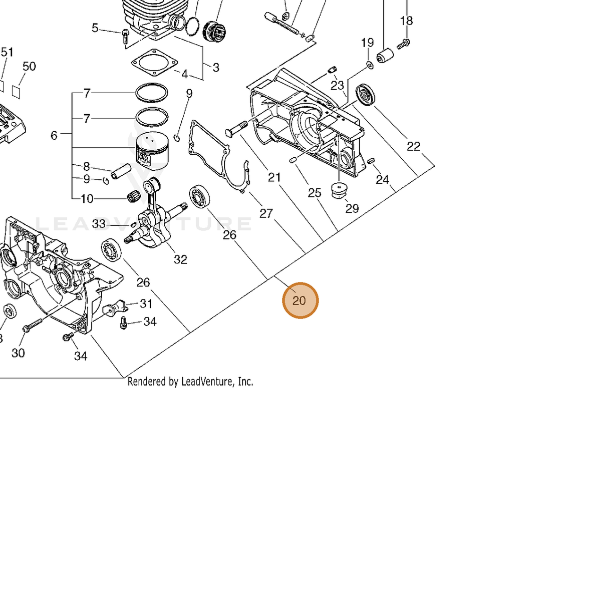 ECHO part 10020432438 — IPL diagram snippet (6x zoom, amber highlight)