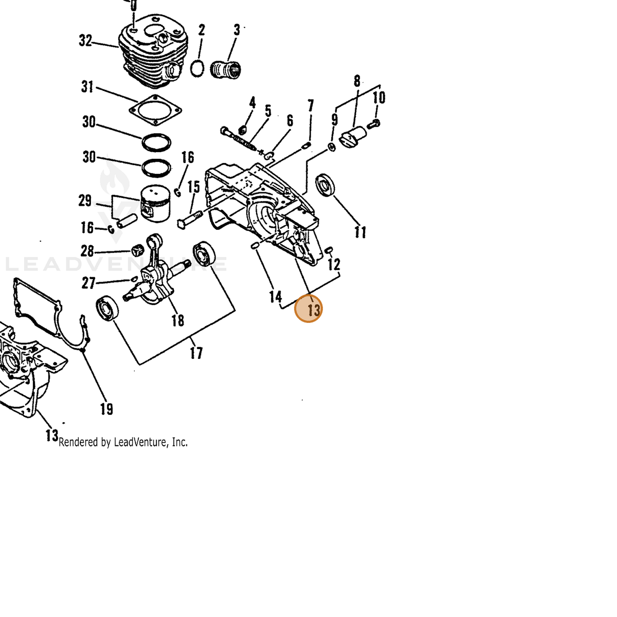 ECHO part 10020437633 — IPL diagram snippet (6x zoom, amber highlight)