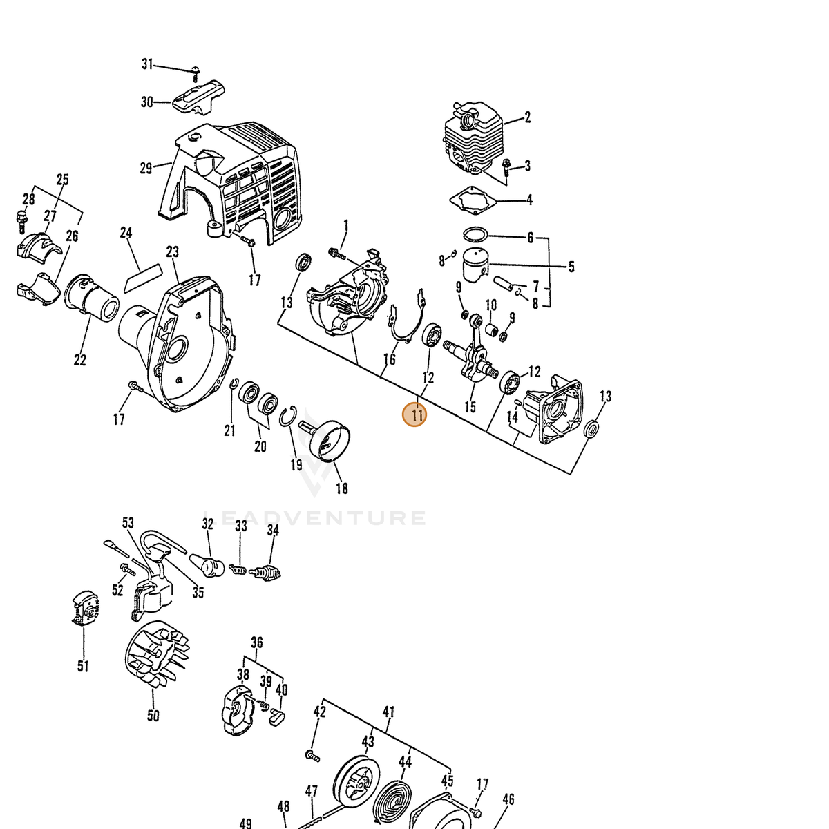 ECHO part 10020451031 — IPL diagram snippet (6x zoom, amber highlight)