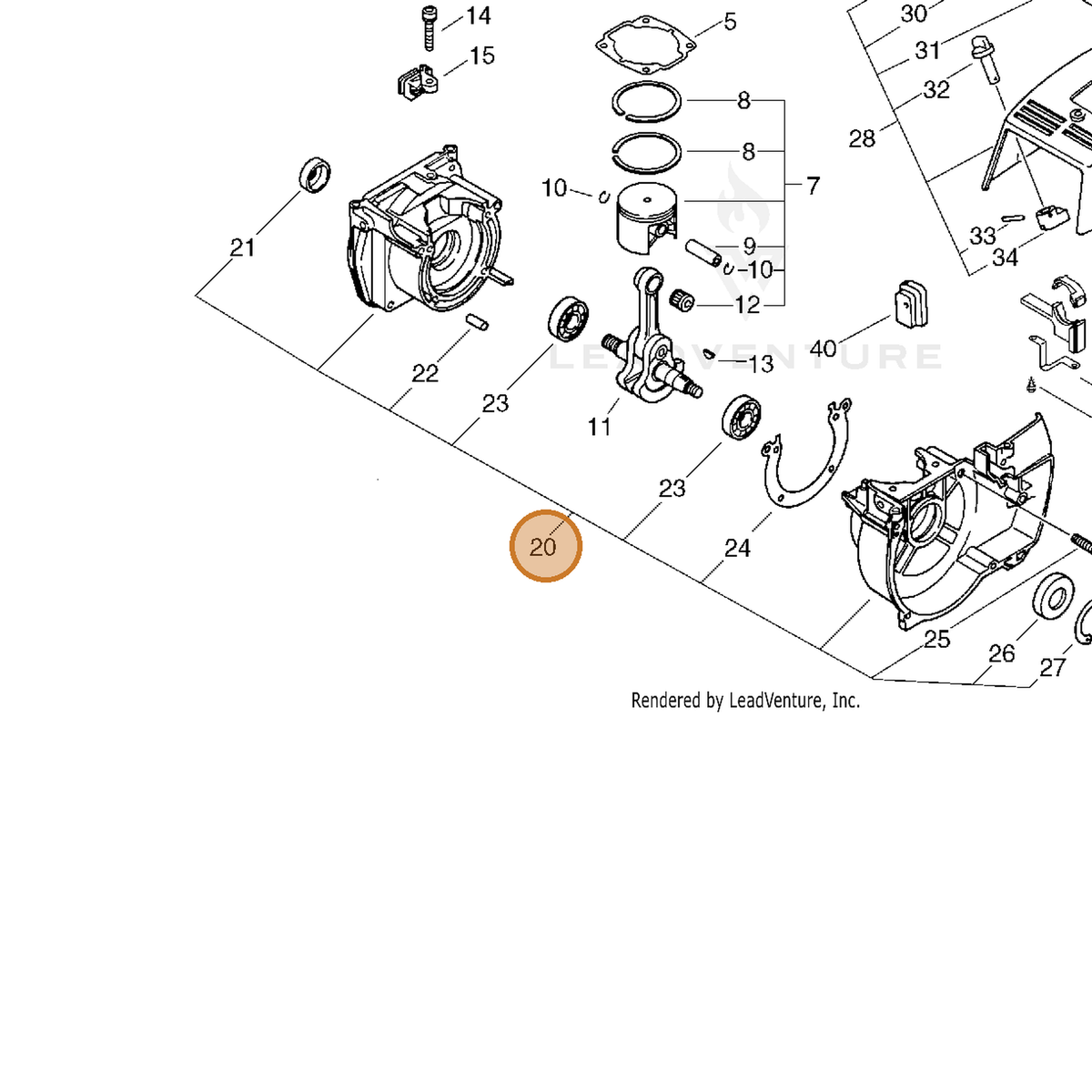 ECHO part 10020454431 — IPL diagram snippet (6x zoom, amber highlight)