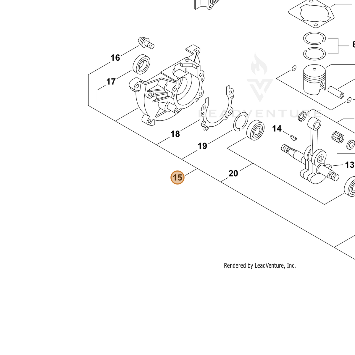 ECHO part 10020457031 — IPL diagram snippet (6x zoom, amber highlight)