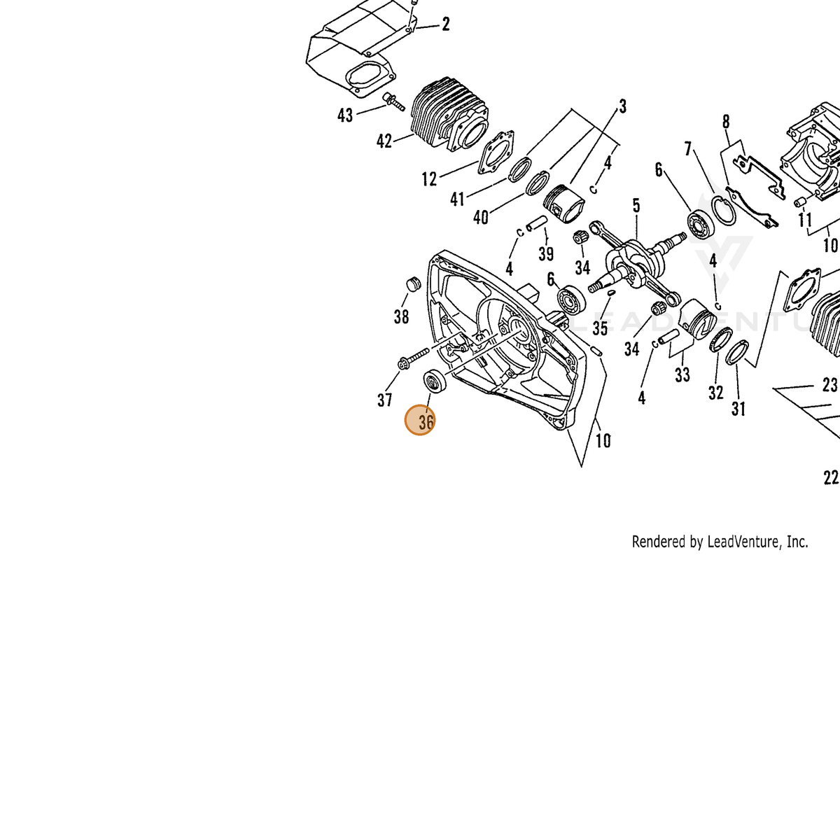 ECHO part 10021216130 — IPL diagram snippet (6x zoom, amber highlight)